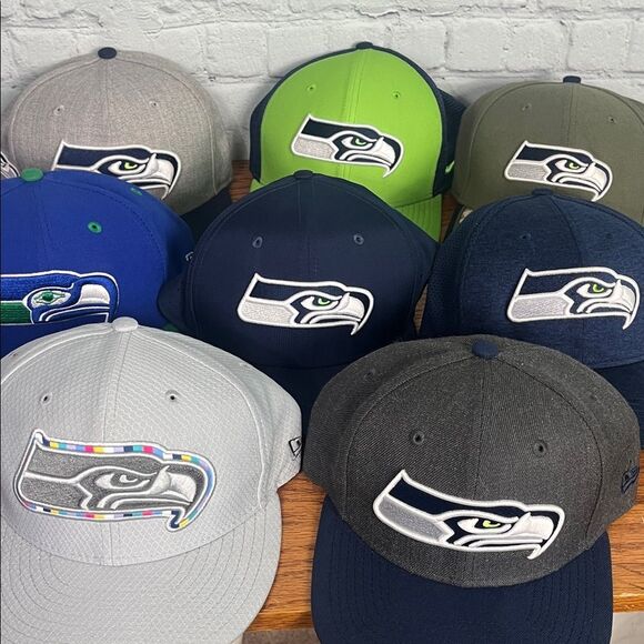 Seattle Seahawks Football NFL Hat Bundle- 6 New Era, 2 Nike Dri-Fit - Picture 1 of 17